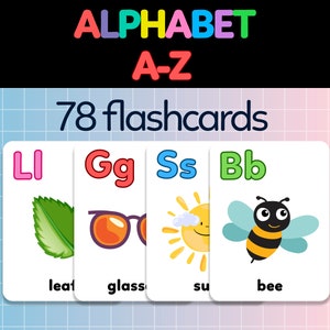 ABC Alphabet Flash Cards (78 cards) | ABC Flashcards | A-Z flashcards | Printable Flashcards for Kids