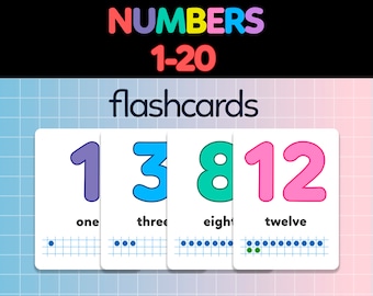Tarjetas de números (48 tarjetas) / 123 tarjetas / Tarjetas del 1 al 20 / Tarjetas imprimibles para niños