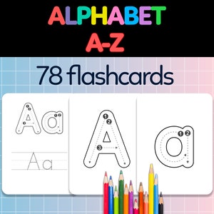Alphabet Flash Cards (78 Cards) • ABC Flashcards •  Homeschool  • Printable flashcards