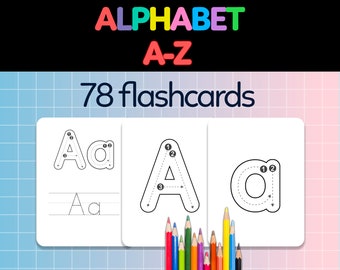 Alphabet Flash Cards (78 Cards) • ABC Flashcards •  Homeschool  • Printable flashcards