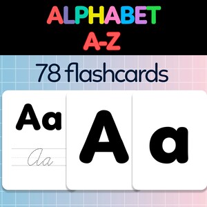 Alphabet Flash Cards (78 cards) | ABC Flashcards | A-Z flashcards | Printable Flashcards for Kids