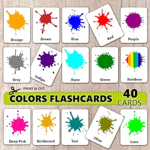 40 Colors Flash Cards • Montessori Cards • Flashcards Nomenclature • Printable Cards For Kids