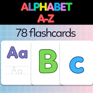Alphabet Flash Cards (78 cards) | ABC Flashcards | A-Z flashcards | Printable Flashcards for Kids