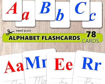 Alphabet Flash Cards (78 Cards) | ABC A–Z Flashcards | Printable Montessori Alphabet Cards for Kids