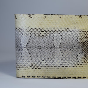 Cartera de hombre de piel de serpiente, plegable, cosida a mano, piel exótica, interior de piel de vaca, billetera con bloqueo RFID