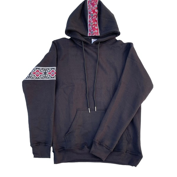 Ajrak Style Unisex Hoodie, Desi Apparel Gifts, South Asian Streetwear, Sindhi Cultural Art Souvenir.