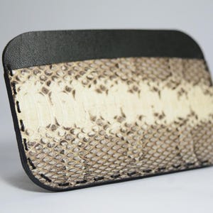 Snake Leather 3 slot Handstitched Cardholder, Premium Exotic Leather, Wallet Accessory, Special Gift