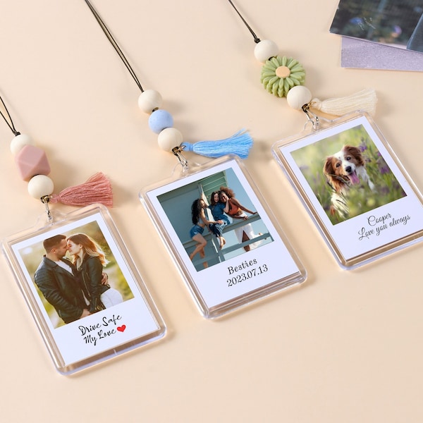 Personalized Photo Charm for Car - Custom Car Charm, Unique Car Mirror Hanging, Creative Beaded Car Charm, Personalized Gifts