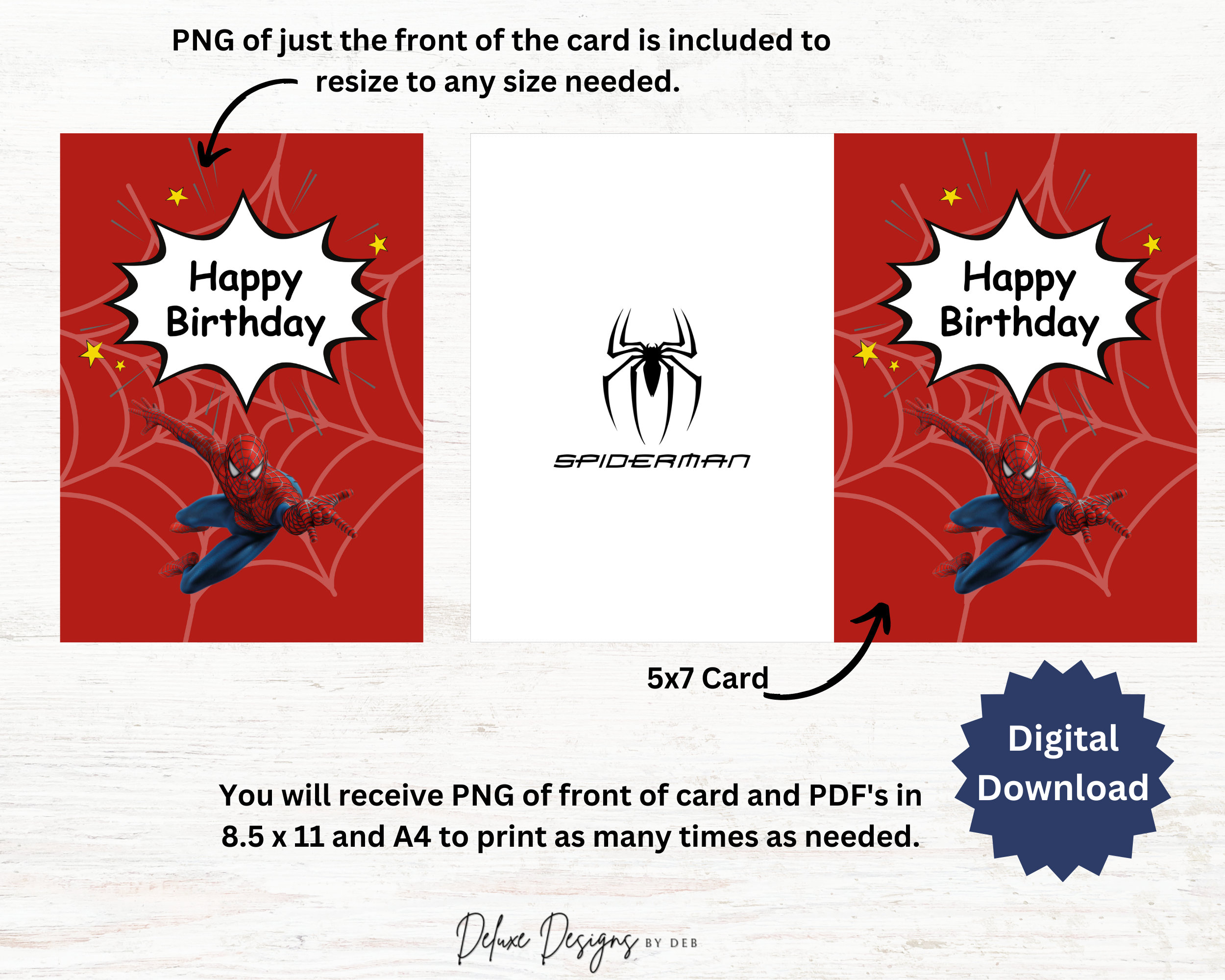 5x7 Spiderman Birthday Card Printable - Il Fullxfull.5159917539 Snvf 