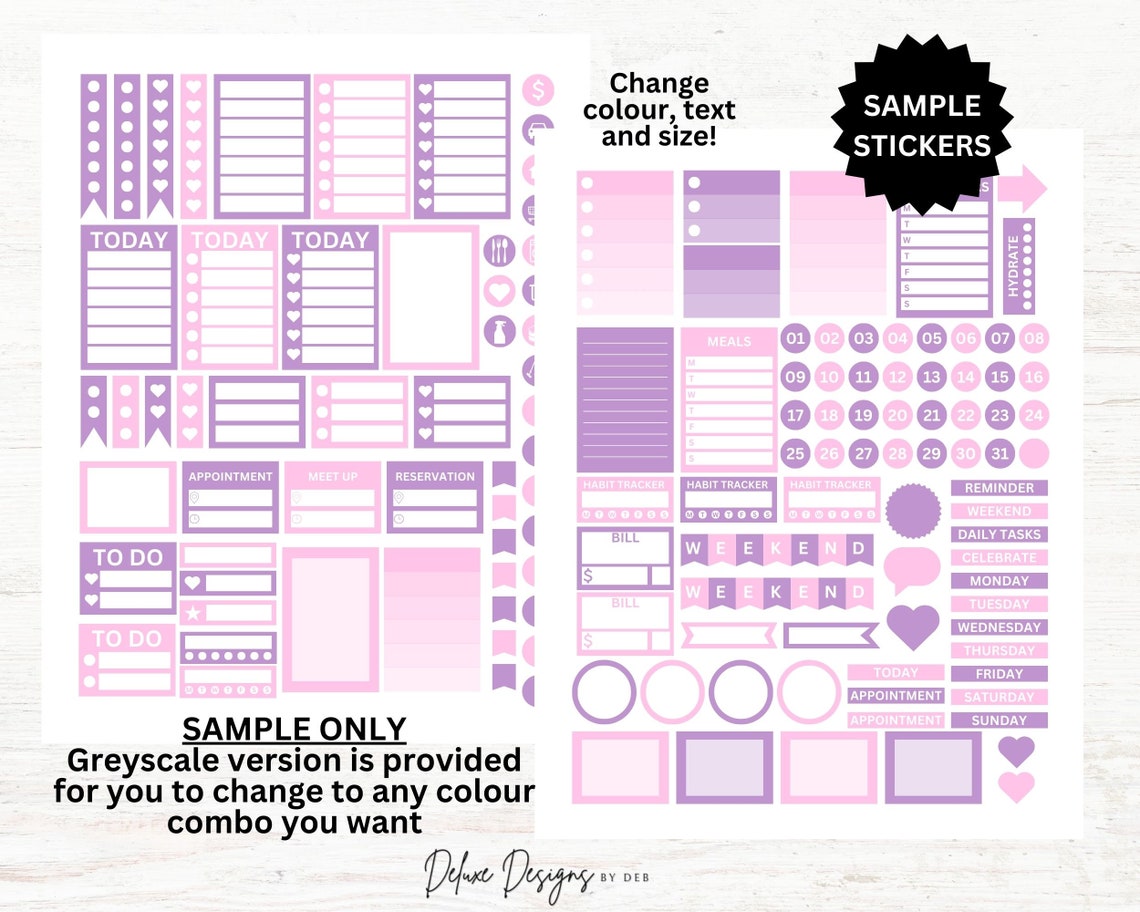 100 Editable Functional Planner Stickers Personal and Commercial Use ...