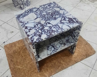 Handmade Calacatta Viola Marble Plinth: Modern Side Table (22"x22"x22")