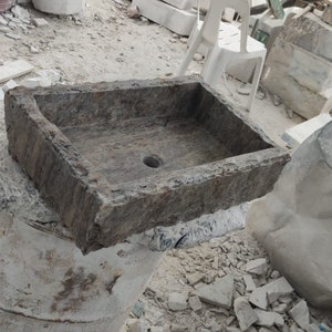Marble Sink, Sink For Bathroom, Natural Stone Sink, Marble, Sink, Stone Sink, Silver Travertine Marble Sink. Sink for Bathroom. Washbasin