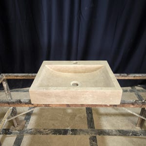 Ready to Ship! Travertine Sink, Travertine Arc Design Rectangular Sink is made of 100% Natural Stone, Sink for Bathroom, Toilet Sink, Basin