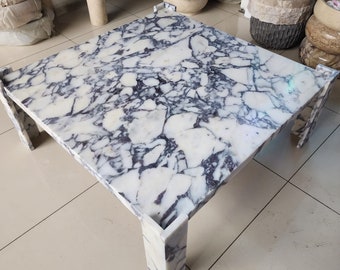 Calacatta Viola Marble Coffee Table: Natural Stone End Table (40x40x15.7)