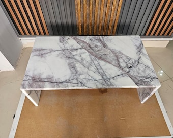 Handmade Calacatta Viola Marble Side Table: Natural Stone Coffee Table