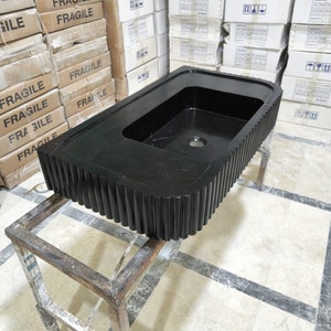 Nero Marquina Marble Sink, Wall Mount Sink, Black Marble Sink, Bathroom Sink,Black Sink,Custom Marble Sink,Handmade Marble Sink,Kitchen Sink