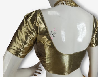 Copper Gold Shimmer Saree Blouse - Stylish Saree/Lehenga Top for a Chic Ethnic Look.