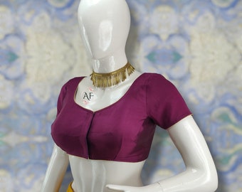 Elegant Magenta Saree Blouse | Half Sleeve Ethnic Top | Designer Glam Wear | Stylish Fashion Statement