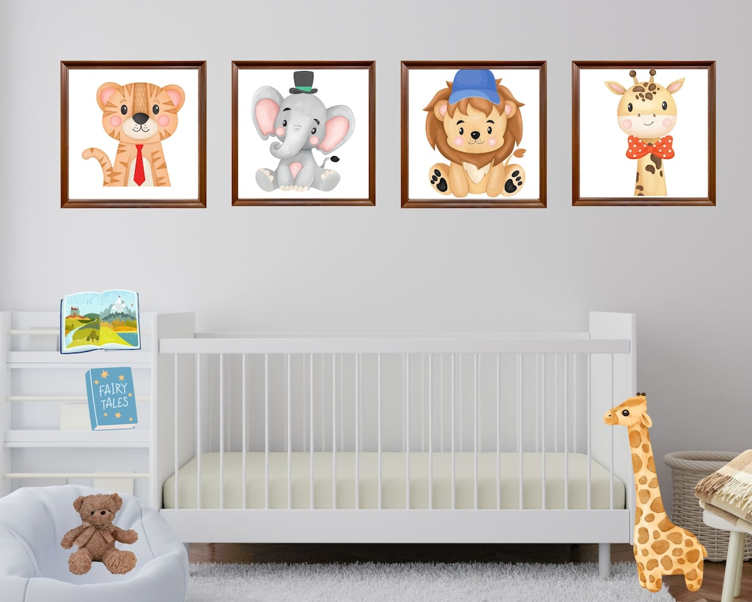 Cute Jungle Animals Printables, Giraffe With Bowtie, Lion With Hat ...