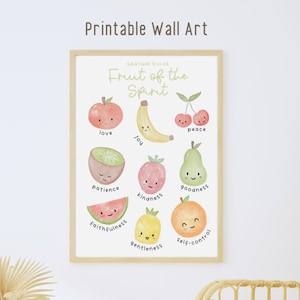 Cartel imprimible del arte de la pared del fruto del espíritu / decoración de la guardería cristiana / regalo de la guardería cristiana / cartel de obras de arte cristianas, impresión de arte
