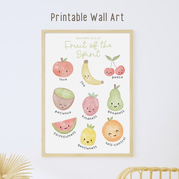 Fruit of the Spirit Wall Art Printable Poster | Christian Nursery Decor | Christian Nursery Gift | Christian Artwork Poster, Art Print