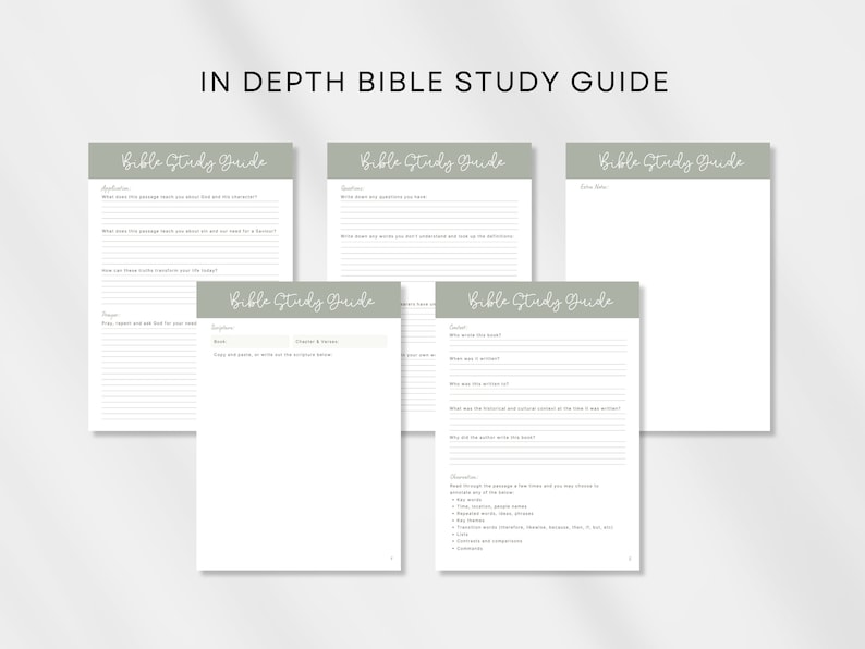 In Depth Bible Study Guide A4 Size in Green