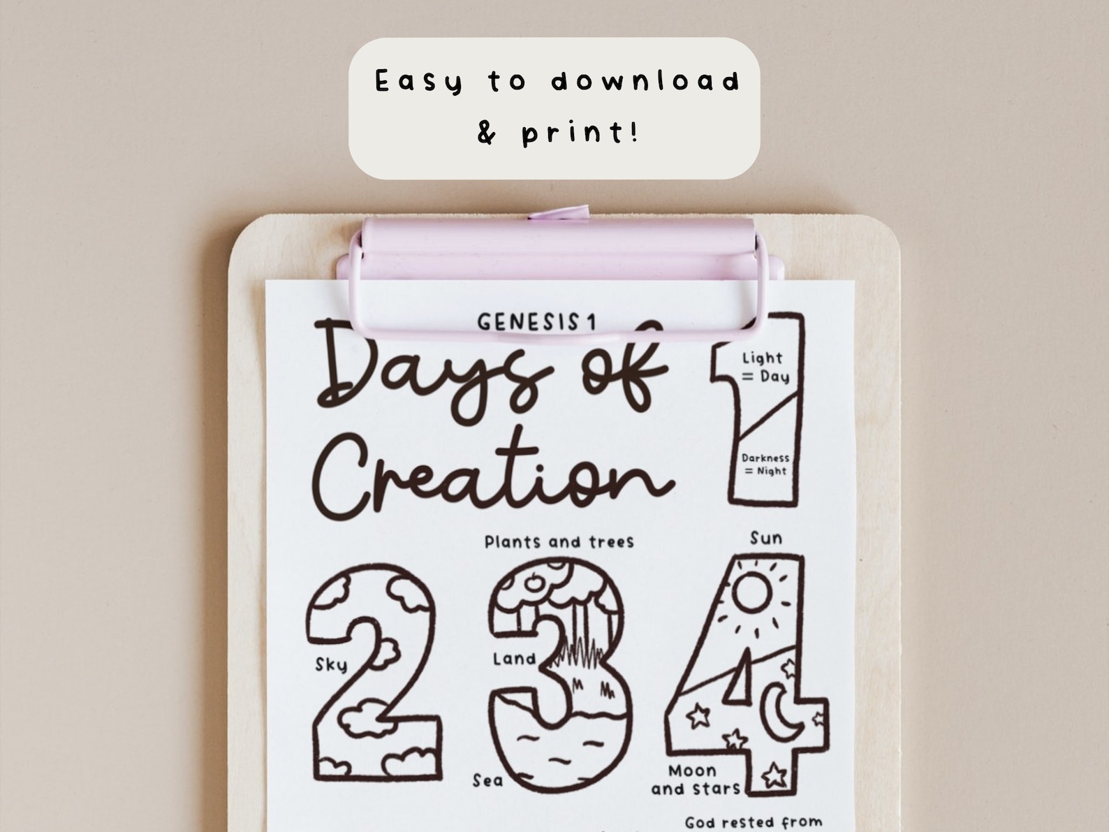 Days of Creation Coloring Page Printable Sunday School Activity Days of Creation Coloring Page Printable Sunday School Activity