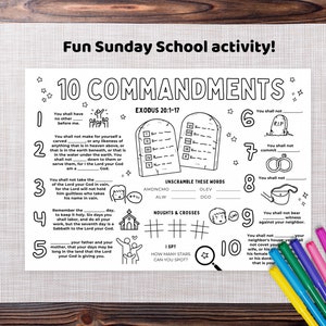 Ten Commandments Activity Sheet Printable | Kids Bible Story Coloring ...