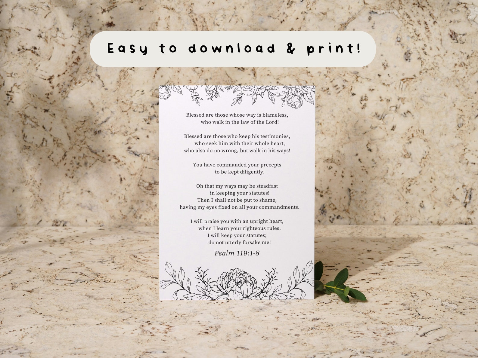 20 ESV Bible Verse Cards Printable | Floral Line Art Scripture Memory ...
