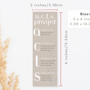 Acts prayer bookmark 2x6 inches. Adoration, cofession, thanksgiving, supplication