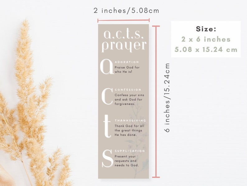 Acts prayer bookmark 2x6 inches. Adoration, cofession, thanksgiving, supplication