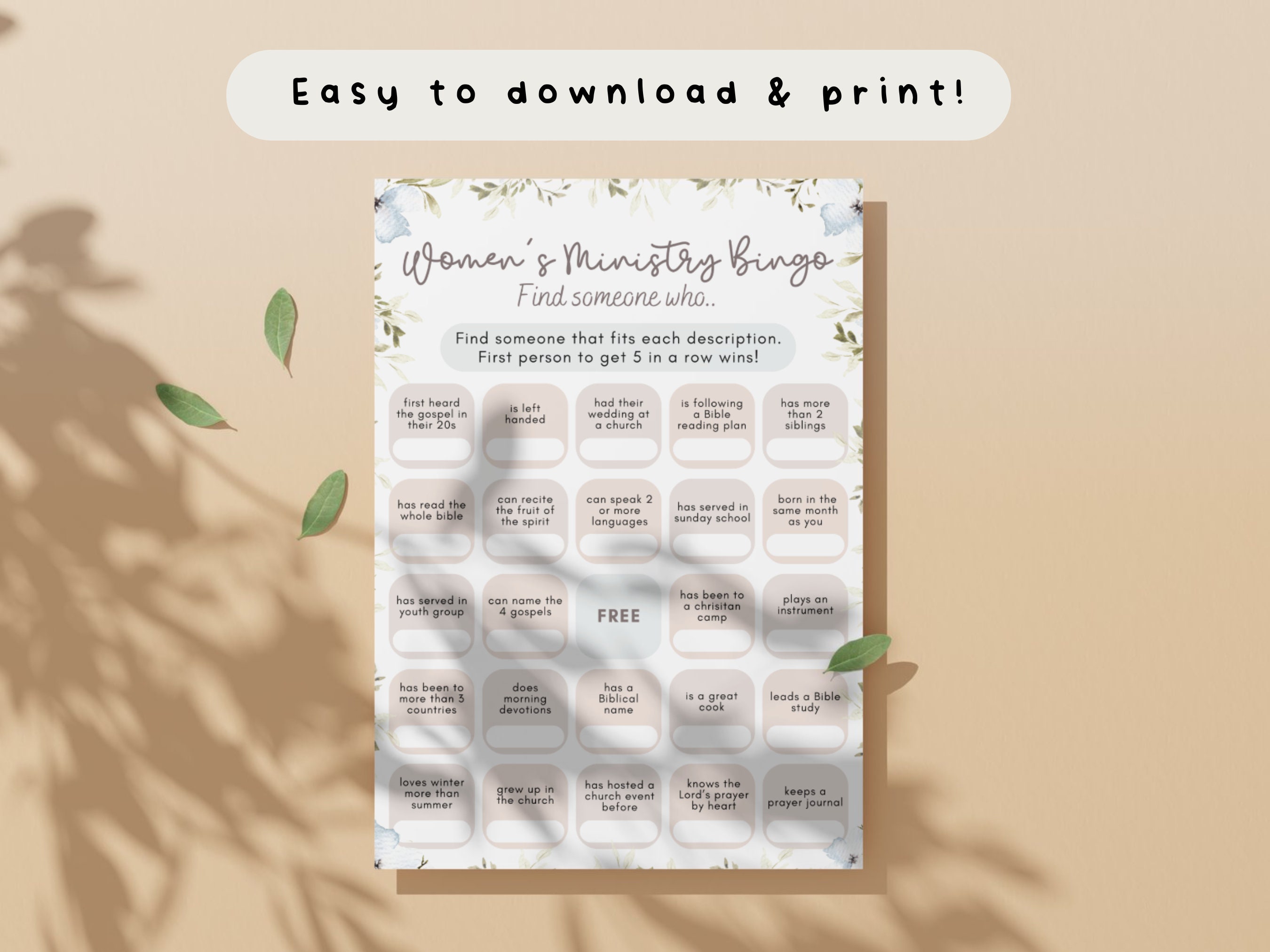 Womens Ministry Bingo Game Printable | Find Someone Who Game ...