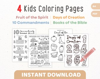 Christian Kids Coloring Pages Printable | Sunday School Activity, Childrens Church | Fruit of the Spirit, 10 Commandments, Days of Creation