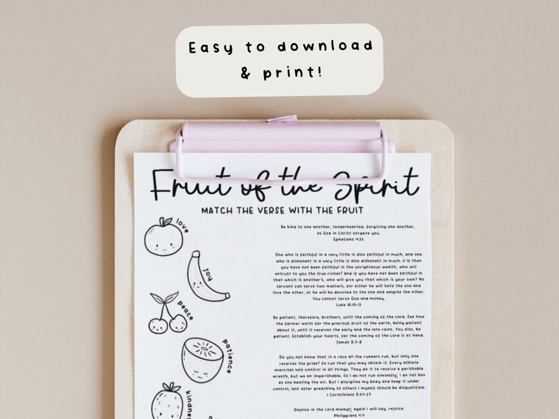 easy to print and download fruit of the spirit match the bible verse with the fruit game