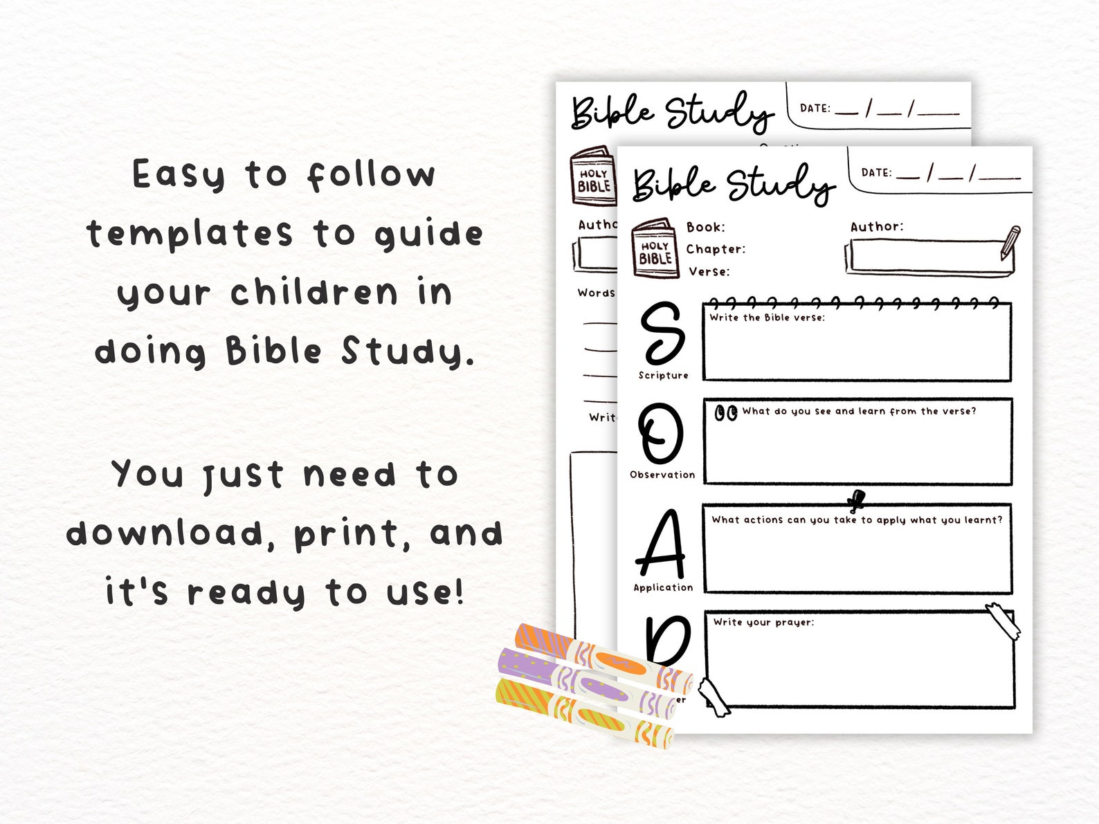 Bible Study Printable for Children Kids Elementary School Youth | SOAP ...