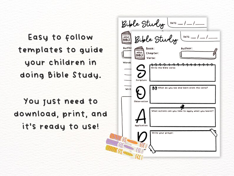 Bible Study Printable for Children Kids Elementary School Youth | SOAP ...