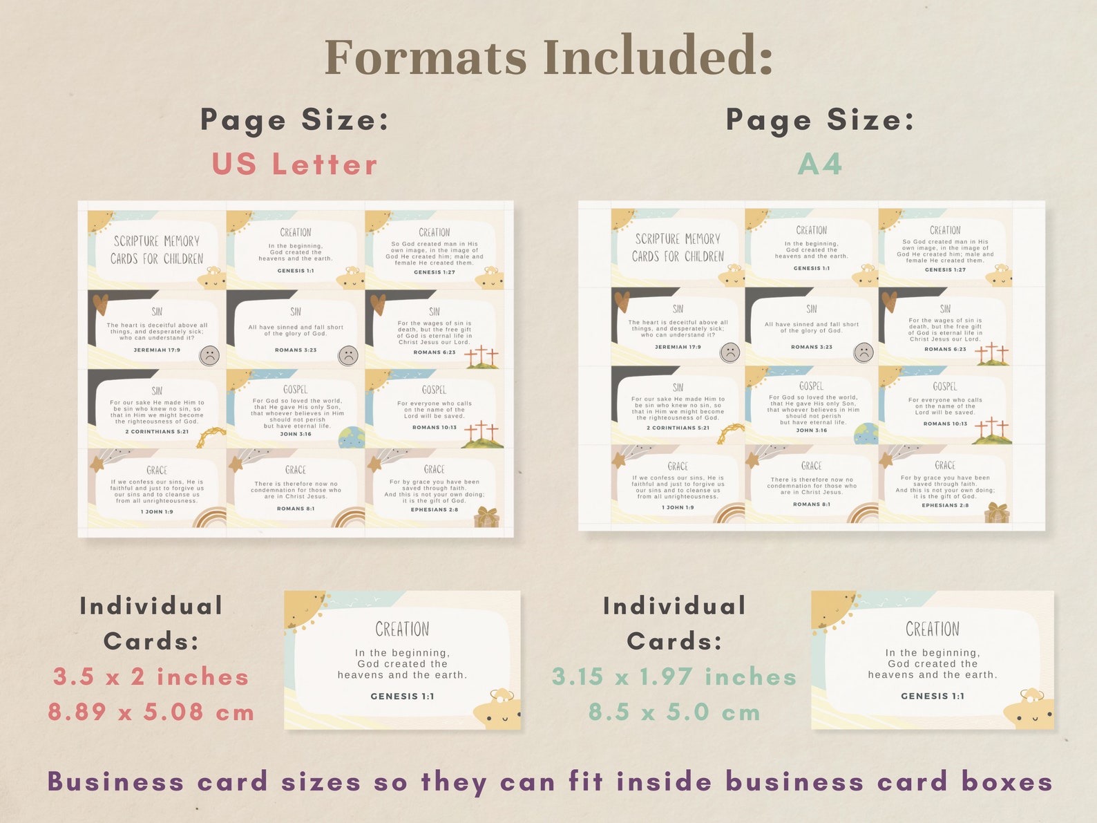 52 Children Scripture Cards Printable ESV Kids Bible Verse Memory Cards ...