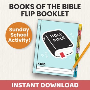 Books of the Bible Booklet Printable | Sunday School Craft, Homeschool, Kids Church Lesson | Interactive Bible Activity Flipbook Memory Game
