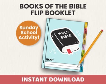 Books of the Bible Booklet Printable | Sunday School Craft, Homeschool, Kids Church Lesson | Interactive Bible Activity Flipbook Memory Game