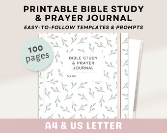 Women Bible Study & Prayer Journal Printable | Goals, Devotional Templates, Sermon Notes, Prayer Prompts, Bible Journaling, Scripture Memory