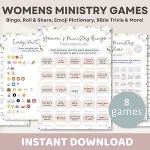 Womens Ministry Icebreaker Games Bundle Printable | Church Ladies Bible Study Trivia Activities for Parties, Events, Christian Girls Retreat