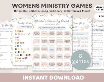 Womens Ministry Icebreaker Games Bundle Printable | Church Ladies Bible Study Trivia Activities for Parties, Events, Christian Girls Retreat
