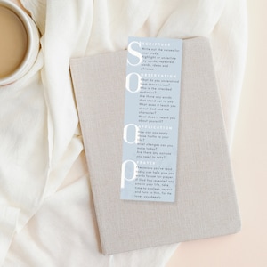 blue s.o.a.p. bible study on a journal