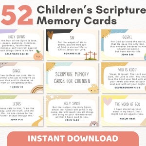 52 cartes bibliques pour enfants à imprimer ESV | Versets bibliques pour enfants, dévotions pour un culte familial, notes de boîte à lunch chrétiennes, école du dimanche