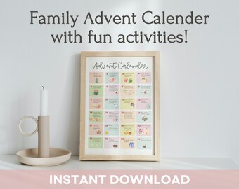 Advent Activity Calendar Printable | Fun Christmas Activities for Families & Children | Advent Countdown Poster, Kids Holiday Tradition Game