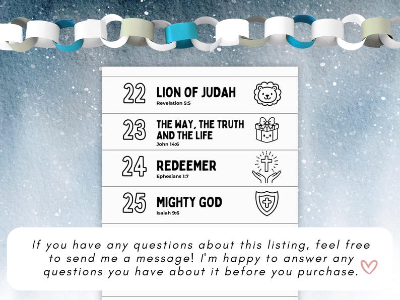 25 Names of Jesus Advent Printable Paper Chain | Christian Christmas ...