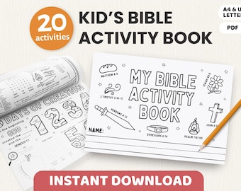 Kids Bible Activity & Coloring Book Printable | Bible Game Worksheets for Children | Sunday School, Homeschool, Church Lesson, Prayer, SOAP