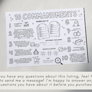 Ten Commandments Activity Sheet Printable | Kids Bible Story Coloring ...
