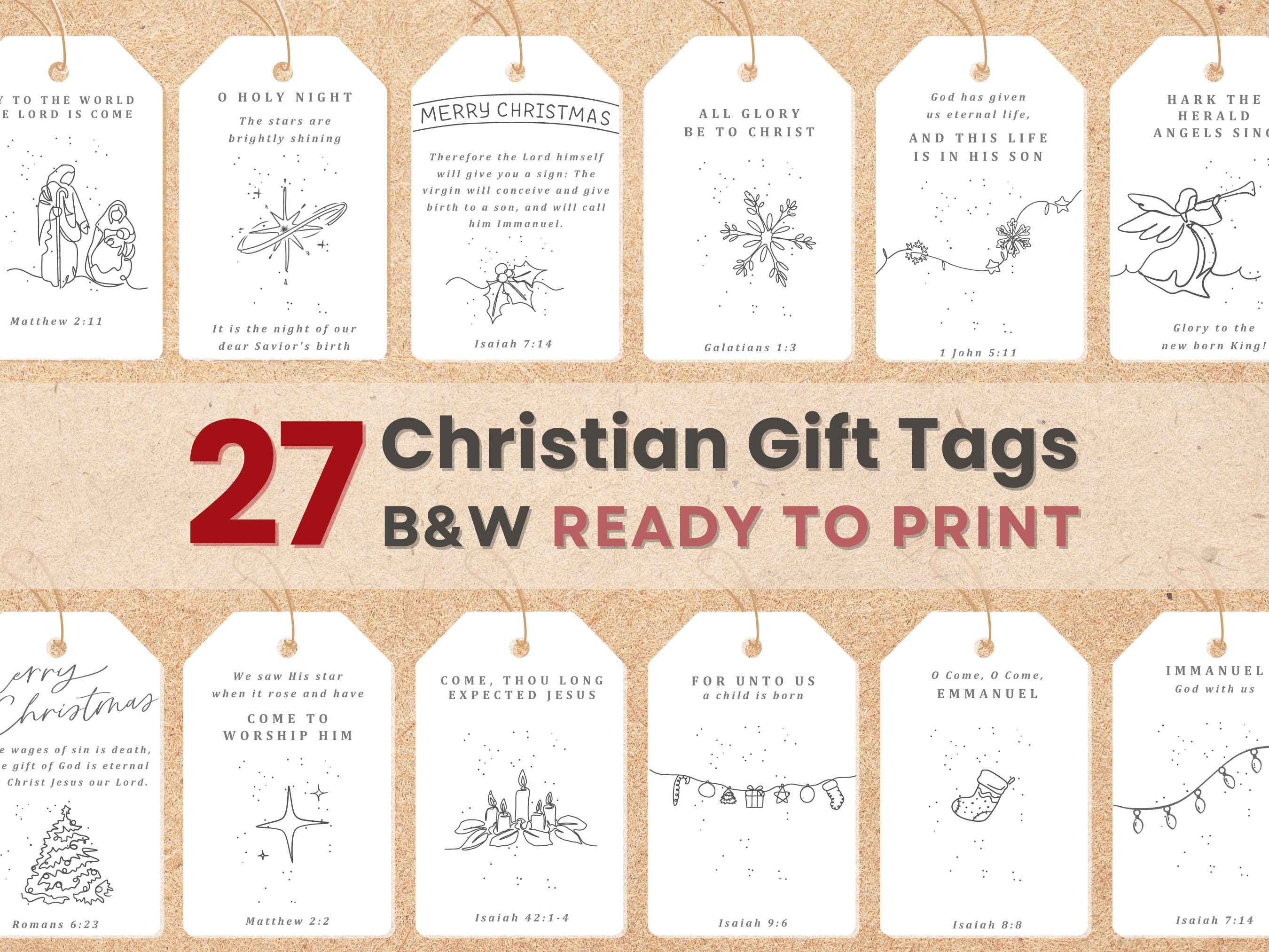 27 christian christmas gift tags printable | modern minimal