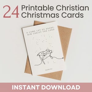 24 christliche Weihnachtskarten zum Ausdrucken | Krippen-Bibel-Vers-Grußkarte, religiöse Schrift-Weihnachtsgeschenkanhänger | 5x7 Karte, A6 Karte PDF